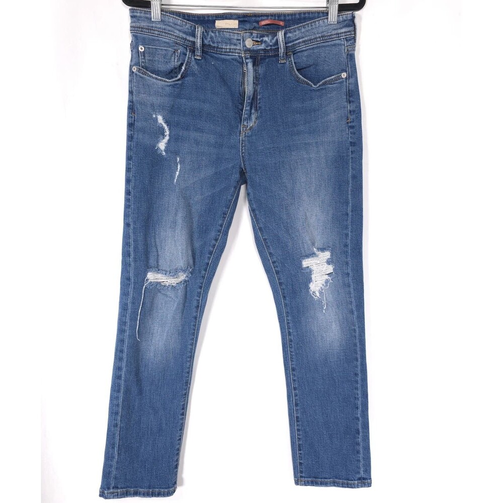 ANTHROPOLOGIE PILCRO Women's Jeans Slim Boyfriend Crop 30 Distressed‎ Stretch